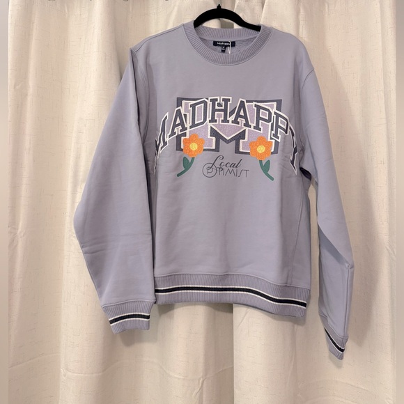 Madhappy Tops - NWT Madhappy Local Optimist Varsity Crewneck in Periwinkle Size M
